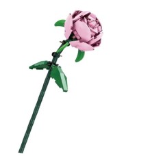 Set de constructie trandafir, flippy, 25x8x4cm, floare ornamentala, 14 ani, 69 de piese, roz