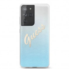 Husa Cover Guess Glitter Gradient pentru Samsung Galaxy S21 Ultra Light Blue