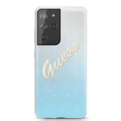 Husa Cover Guess Glitter Gradient pentru Samsung Galaxy S21 Ultra Light Blue foto