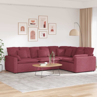 vidaXL Canapea modulară cu perne, roșu vin, textil 3321150 foto