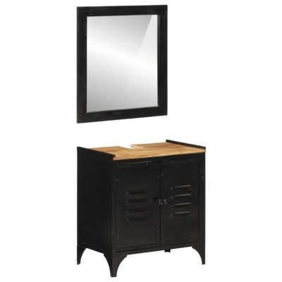 Set mobilier de baie, 2 piese, fier și lemn masiv de mango foto