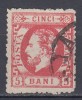 ROMANIA 1872 LP 35 REGELE CAROL I CU BARBA 5 BANI ROSU DANTELAT STAMPILAT
