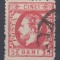 ROMANIA 1872 LP 35 REGELE CAROL I CU BARBA 5 BANI ROSU DANTELAT STAMPILAT