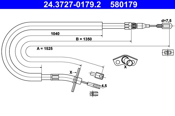ATE 24.3727-0179.2 Cablu, frana de parcare