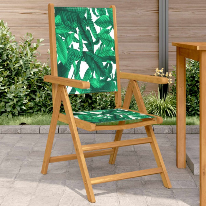 vidaXL Scaune grădină 2 buc., model frunze, lemn masiv acacia textil 367661