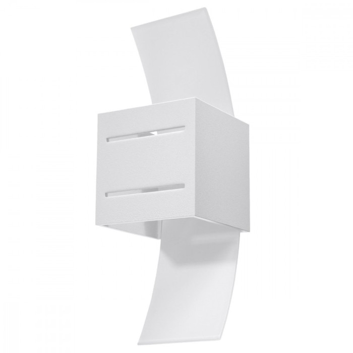 Lampă De Perete Loreto Albă Aluminiu/Sticlă 1 Bec Pătrat Modern De Interior