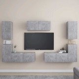 vidaXL Set de dulapuri TV, 7 piese, gri beton, lemn prelucrat 3079092