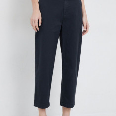 GAP pantaloni femei, culoarea negru, fason chinos, high waist