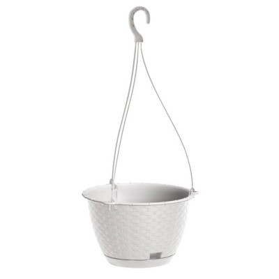 Ghiveci decorativ cu lant, Prosperplast, Rato Round, rotund, alb, 24.3x16 cm foto