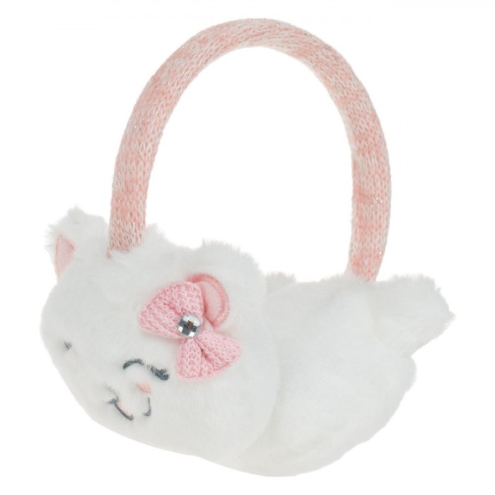 Aparatori Urechi Fete, Model Pisica, Blana Alba, Fundita Roz