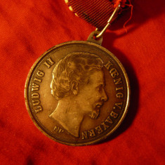 Medalie Ludwig II al Bavariei ( 1845-1886) Comemorativa, cu panglica