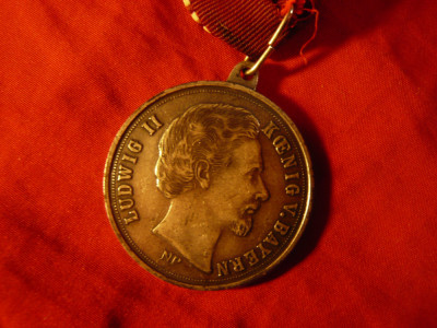 Medalie Ludwig II al Bavariei ( 1845-1886) Comemorativa, cu panglica foto