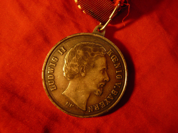 Medalie Ludwig II al Bavariei ( 1845-1886) Comemorativa, cu panglica