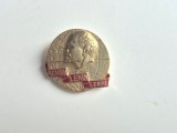 Insignă Vintage Lenin URSS &ndash; Trei Limbi (Lenin/Lenine) &ndash; Marcaj Preț Copeici &ndash; Stare Foarte Bună - 3cm