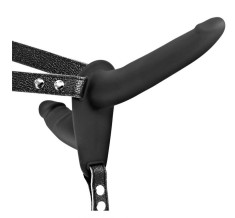 Strap-on pentru Femei-Double Dildo-Silicon, Negru, Guilty Toys