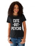 Cumpara ieftin Tricou dama negru - Cute But PSYCHO - L