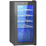 HOMCOM Frigider pentru Vinuri de 15 Sticle cu Geam Anti-UV, Compresor și Rafturi Reglabile, 34,5x45x69 cm, Negru | Aosom Romania