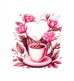 Cumpara ieftin Sticker decorativ Ceasca de cafea, Roz, 60 cm, 6107ST, Oem