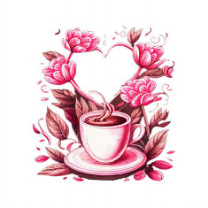 Sticker decorativ Ceasca de cafea, Roz, 60 cm, 6107ST