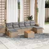 vidaXL Set canapele de grădină, 8 piese, cu perne, bej, poliratan 3257025