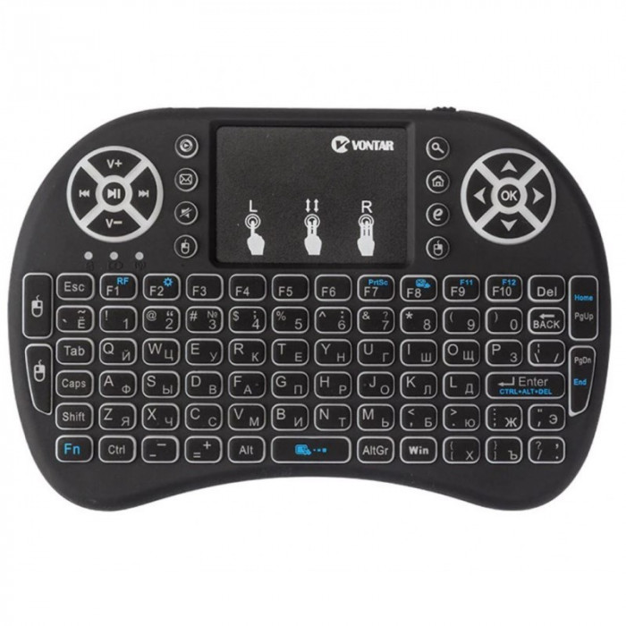 Tastatura Iluminata Wireless Techstar&reg; i8, Air Mouse, cu Touchpad, pentru TV Box si Mini PC, Android TV, Smart TV, PC, Laptop