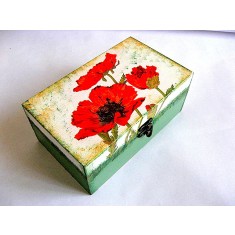 cutie lemn decorata cu maci 18941