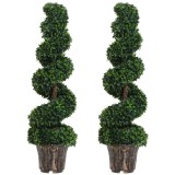 Outsunny Plantă Artificială Decorativă Buxus &icirc;n Spirală cu Ghiveci Inclus, Ф32x120 cm, Verde | Aosom Romania