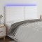 vidaXL Tăblie cu LED-uri, alb, 160x5x118/128 cm, piele ecologică 3122381