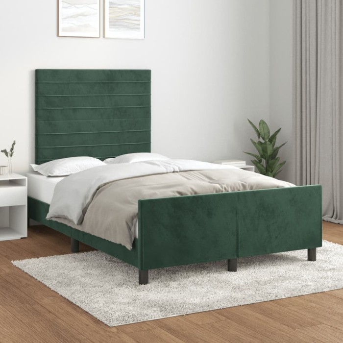 vidaXL Cadru de pat fără saltea verde &icirc;nchis 120x190 cm catifea 3270587
