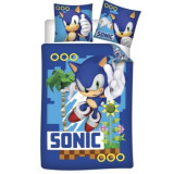 Sonic The Hedgehog Set Lenjerie pat (cearceaf plic + fata perna), Sega