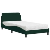 Cumpara ieftin Pat cu saltea, Dover, verde inchis, 100x200 cm, catifea