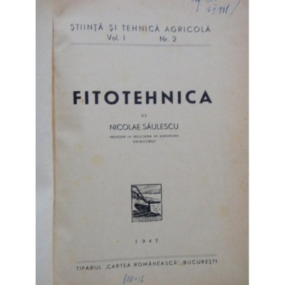 FITOTEHNICA - NICOLAE SAULESCU foto