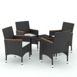 Cumpara ieftin Set masa pentru gradina, 5 piese, cu perne, negru