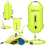Geanta de &icirc;not etansa 2 &icirc;n 1 cu geamandura gonflabila, 15 L, verde lime