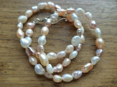 Colier perle de cultura 7-9 mm - alb, piersica, rose foto