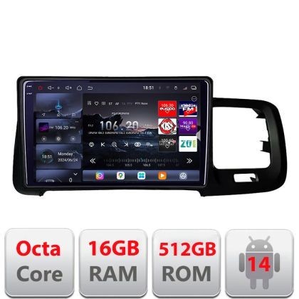 Navigatie Volvo S60 2014-2018 cu sistem Sensus Connect Edotec Kit-s60-14 8 core QLED 2K 16+512 360 Android Waze USB Navigatie Internet Youtube R CarSt