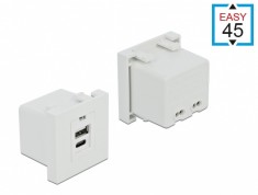 Modul Easy 45 de incarcare cu 1 x USB-A + 1 x USB-C, Delock 81313
