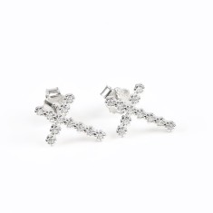 Cercei din argint 925 cu model cruce si pietre zirconice fine