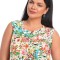 Bluza Dama fara Maneci cu Imprimeu Floral Albastru/ Portocaliu - XL