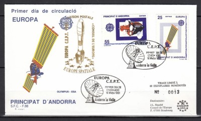 Andorra Spaniola - FDC SPECIAL AUR-EUROPA SPATIALA -Tiraj limitat 60 ex. foto