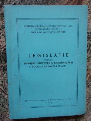 LEGISLATIE PRIVIND INVENTIILE, INOVATIILE SI RATIONALIZARILE 1968 foto