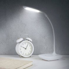 Lampa de masa LED EASYmaxx, lumina zilei, cu lampa flexibila 360 ° gat alb
