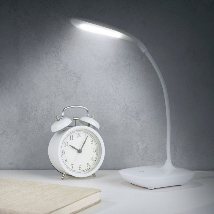 Lampa de masa LED EASYmaxx, lumina zilei, cu lampa flexibila 360 &deg; gat alb