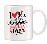 Cana alba personalizata &quot;I Love You&quot;, INOVATIX&reg;. 330ml, Oem