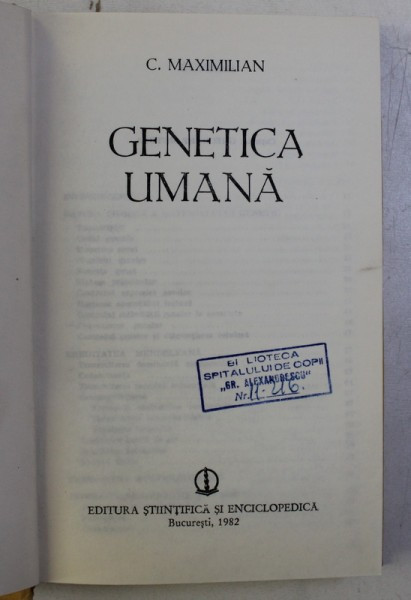 GENETICA UMANA de C . MAXIMILIAN , 1982
