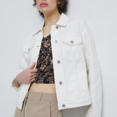 Medicine geaca jeans femei, culoarea alb, de tranzitie