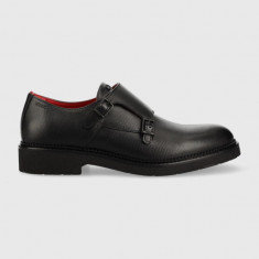 HUGO pantofi de piele Luxity barbati, culoarea negru, 50486286