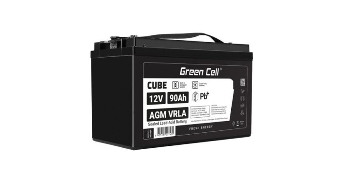 Baterie Green Cell CUBE AGM IP54 12V 90Ah VRLA Gel deep cycle, scuter, cositoare, barca, tractor