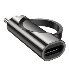 Adaptor Hoco Type-C M F cu Display Digital 5A 100W, UA32, Negru