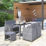 vidaXL Set mobilier de exterior cu perne, 6 piese, gri, poliratan 43905